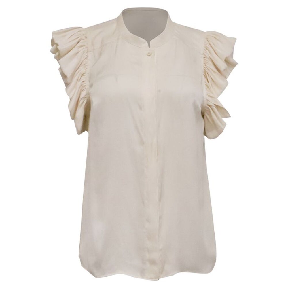 Zadig & Voltaire Tiza Ruffled Sleeve Blouse in Ivory Polyester